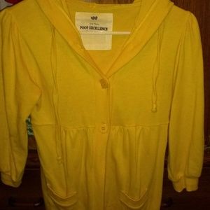 Gold colored 3/4 sleeved hooded cardigan